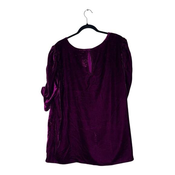 Crushed Velvet Wine Burgundy Short Puff Sleeve Dark Academia Goth Sz 3X NWT - Picture 3 of 13